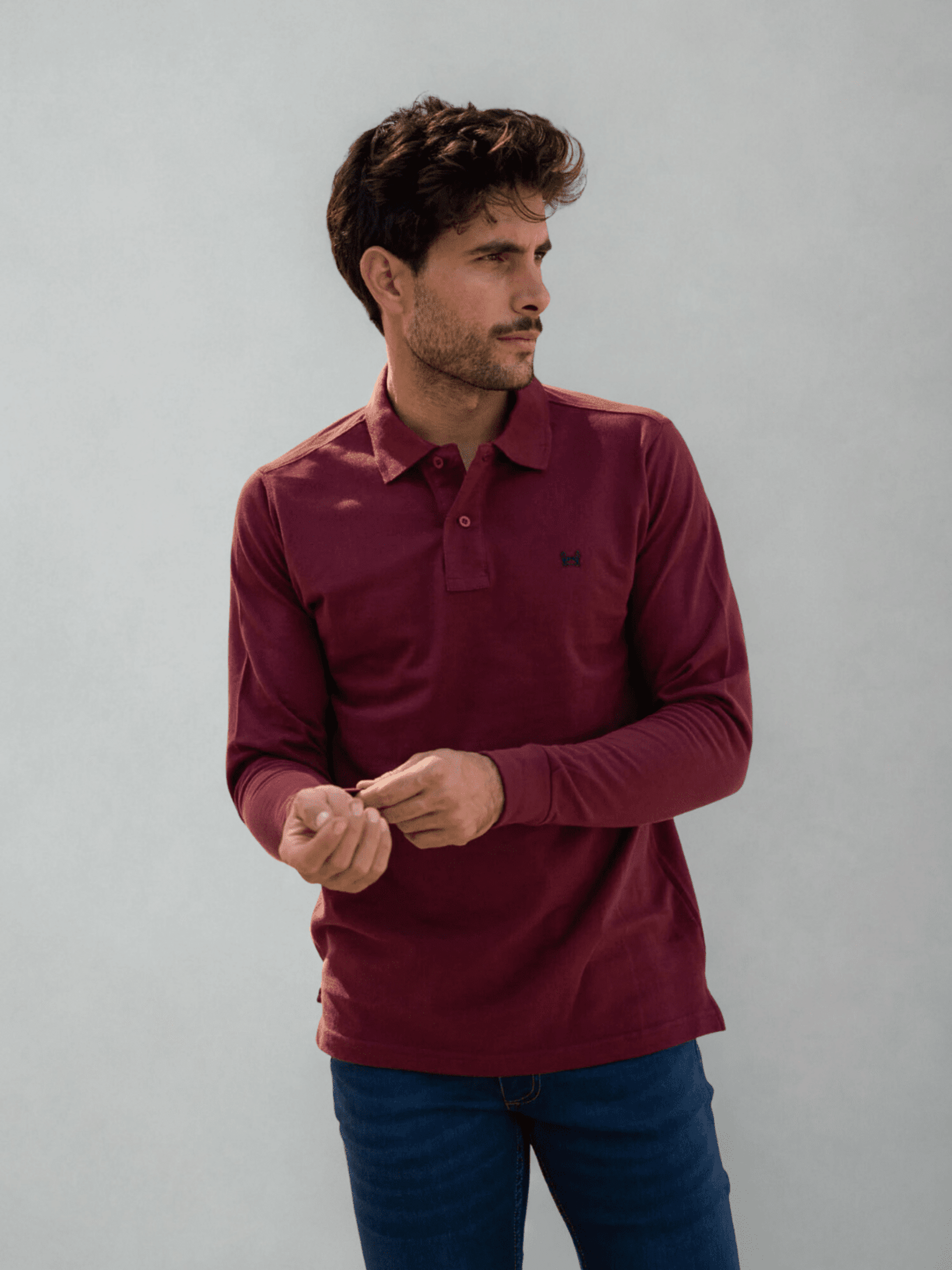 POLO M/LARGA BURDEOS - 2