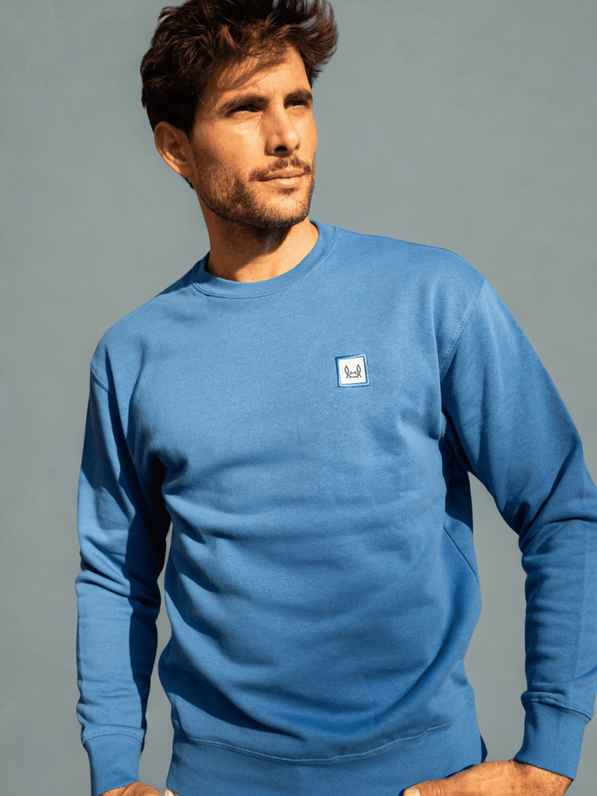 SUDADERA BÁSICA PARCHE AZUL TINTA - 2