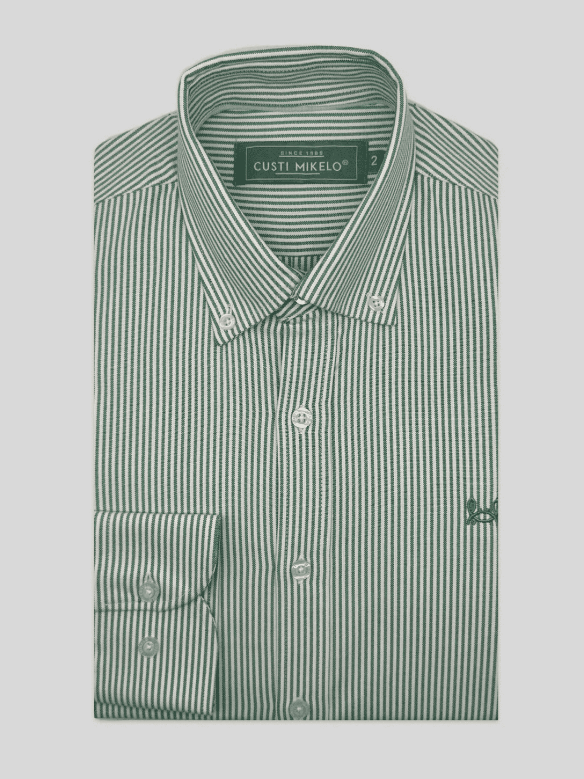 CAMISA RAYAS OXFORD VERDE - 4