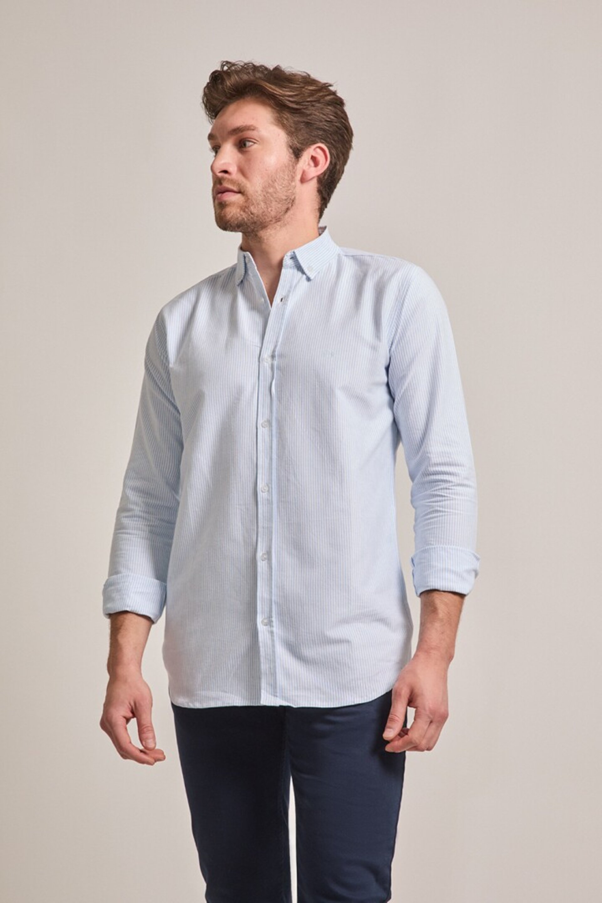 CAMISA OXFORD RAYA AZUL - 4