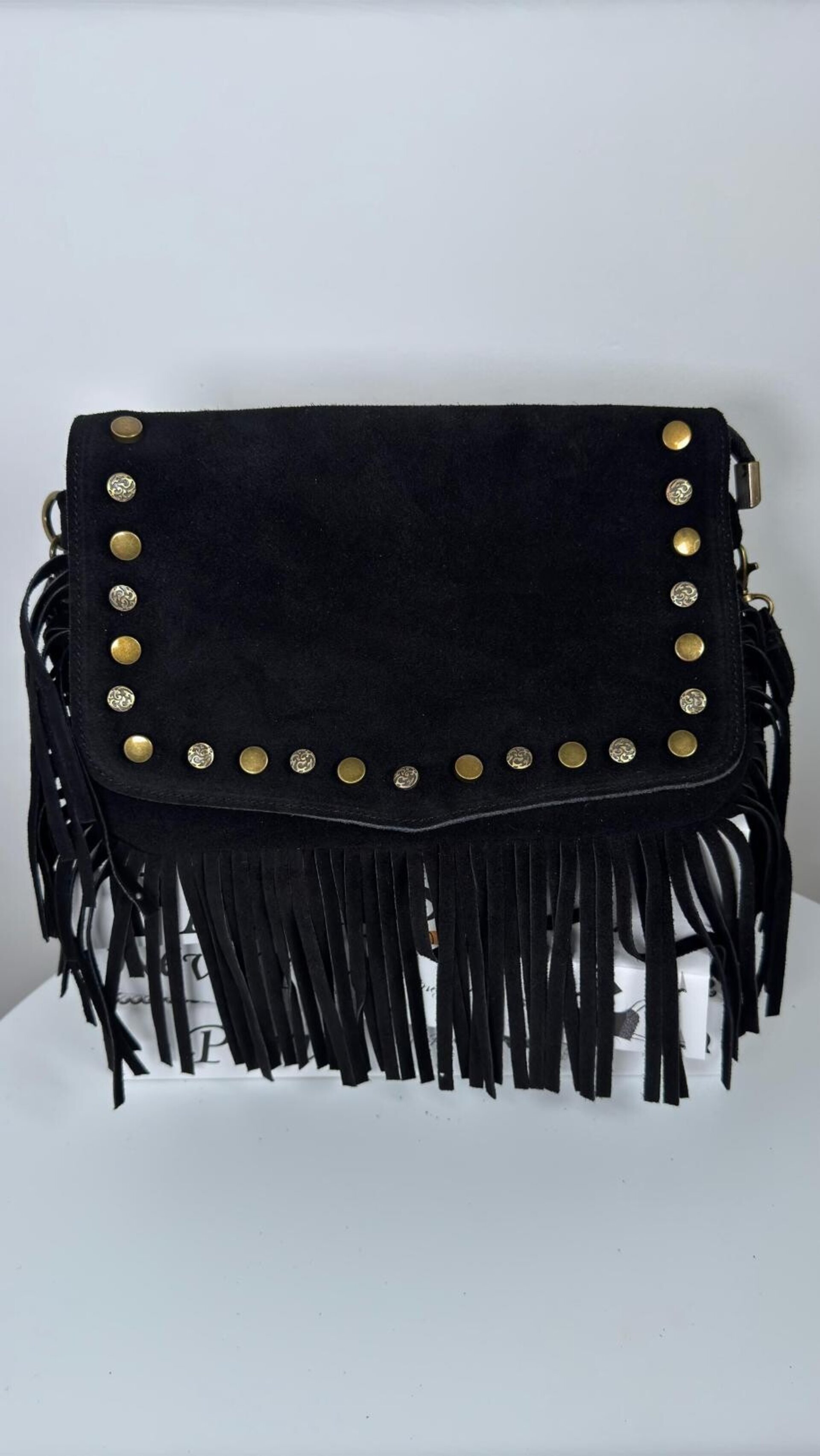 BOLSO ANTE FLECOS NEGRO - 2