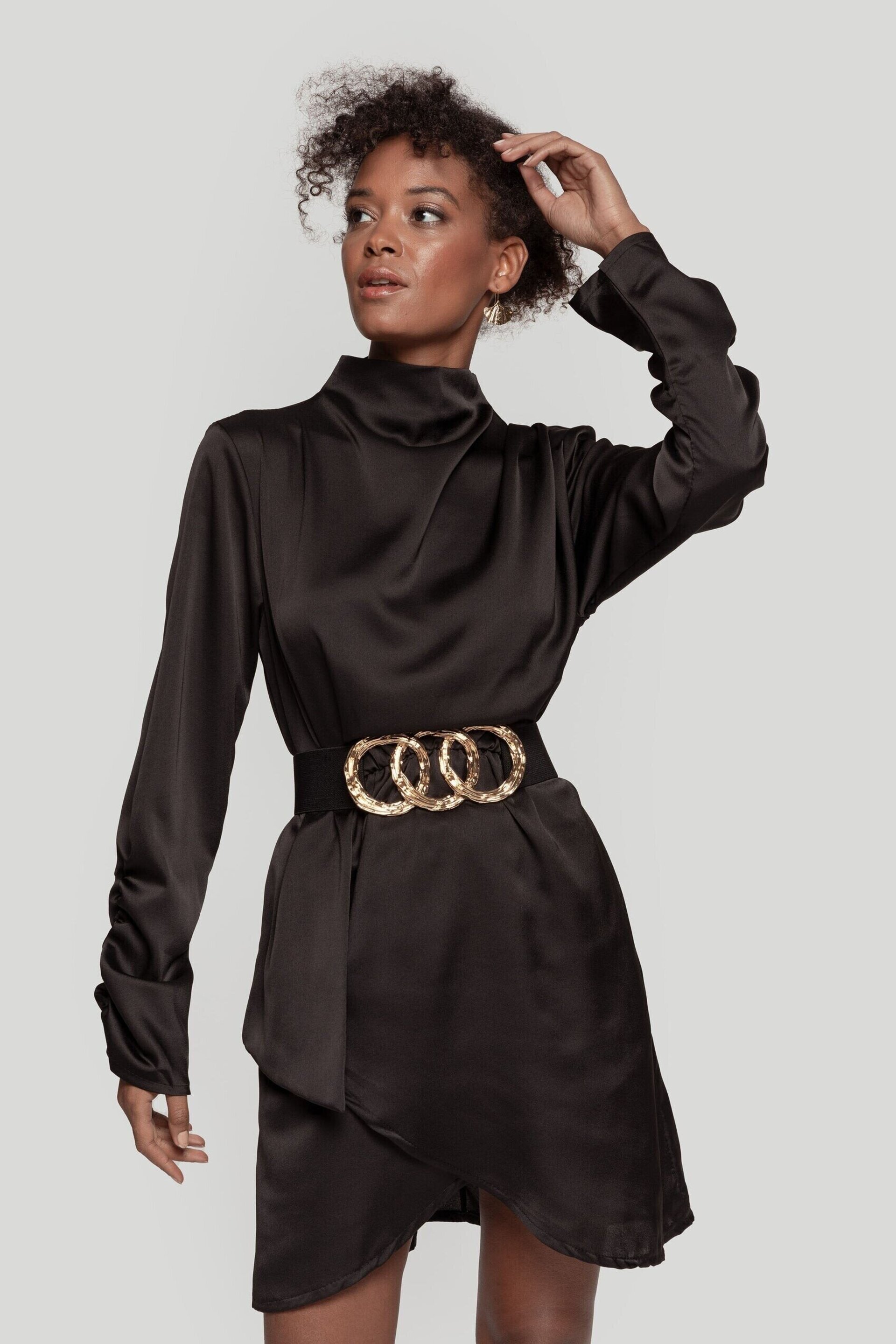 VESTIDO SATÉN NEGRO - 1