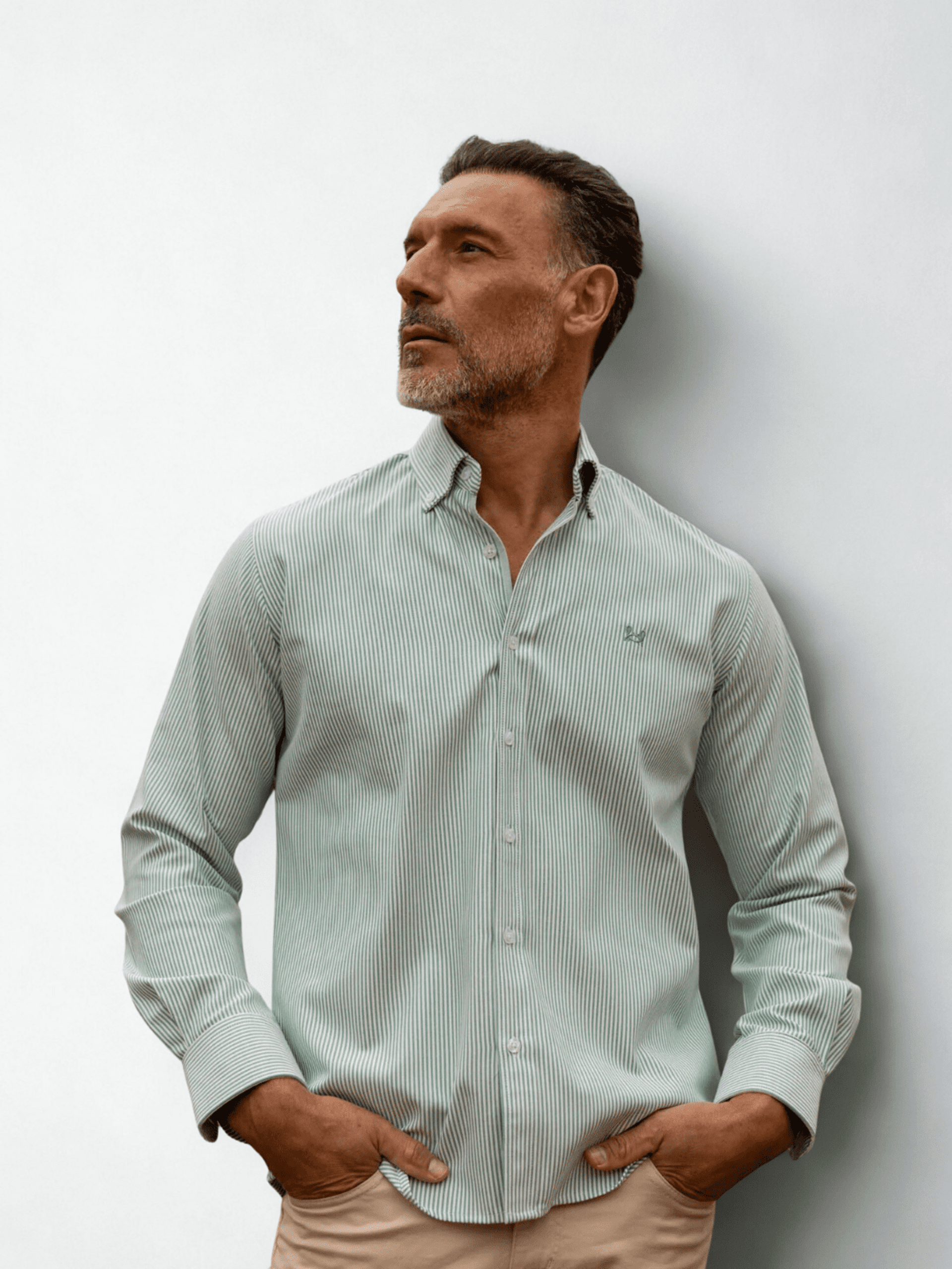 CAMISA RAYAS OXFORD VERDE - 3