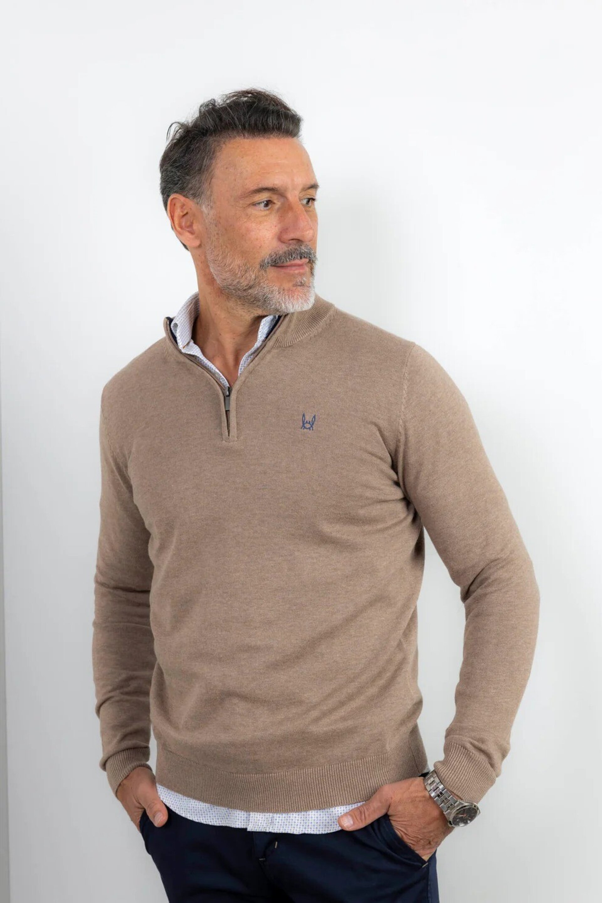 JERSEY MEDIA CREMALLERA BEIGE - 3